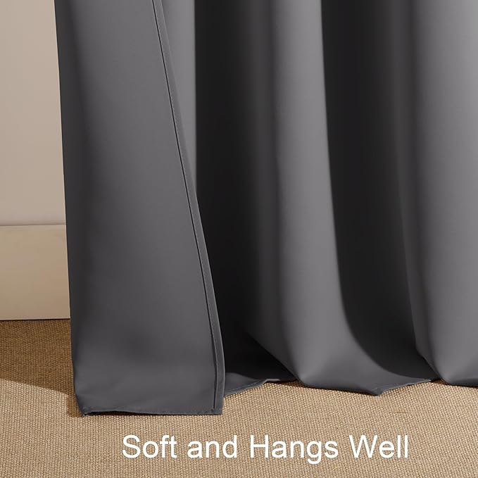 PONY DANCE Blackout Curtains 80 inches Long 2 Panels Set for Bedroom, Thermal Insulating Privacy Curtains & Drapes for Doorway Temporary Door Alternative Accordion Door, W 42 x L 80, Gray