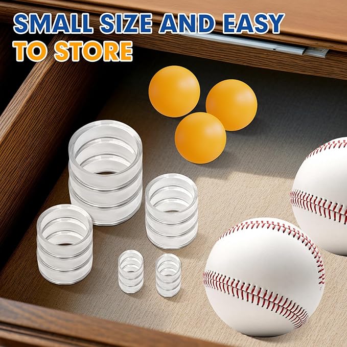 60 Pcs Baseball Holder Ring Stand 1.77 Inches Round Acrylic Stands, Small Display Stand Ring Clear Sphere Holder for Small Balls, Baseball, Golf Ball, Crystal Ball, Egg Stand, Marble, Softball