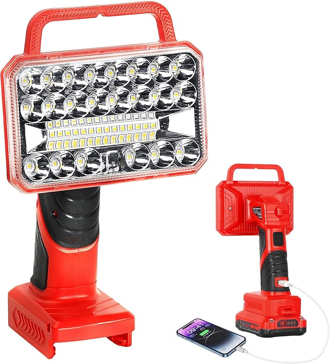 Cordless LED Work Light for Craftsman 20V Battery, 2000LM Portable Handheld Flashlights Tool with USB Port and 3 Brightness Modes for Camping, Fishing, Job Site, Indoor & Outdoor Use
