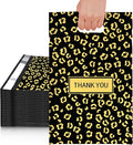 JinRuiKJ Poly Mailers with Handle 10x13 Inch 100 Pcs, Easy to Carry Packaging Bags for Small Business, Thank You Shipping Bags with Self Adhesive Strip, Tearproof and Waterproof - Gold leopard