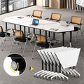 Conference Table,6 Pack Foldable Conference Room Table,47.2in Rolling Meeting Seminar Table with Casters,Business Mobile Training Tables for 6-8 People,Modern Seminar Boardroom Tables for Office