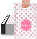 JinRuiKJ Poly Mailers with Handle 12x15.5 Inch 50 Pcs, Easy to Carry Packaging Bags for Small Business, Thank You Shipping Bags with Self Adhesive Strip, Tearproof and Waterproof - Pink Heart