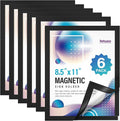 Magnetic Sign Holder 8.5 x 11 Inches Self-Adhesive Magnetic Display Frame 6 Pack Magnet Sign Holders Picture Frame Document Holder for Wall, Window, Classroom, Office, Poster Store（The back is self-adhesive）
