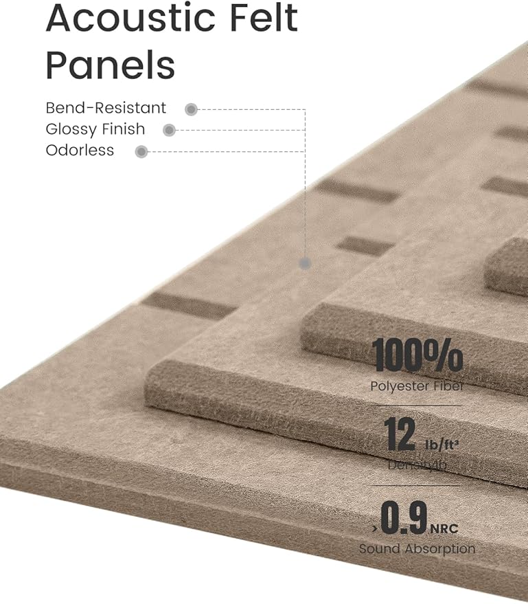 Large Felt Bulletin Board 48" x 36" Cork Board Alternative-12 Pack with 70 Safe Removable Adhesive Tabs, Cork Boards for Walls Felt Board for Home Office Classroom Pin Board-Taupe