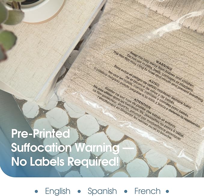 Spartan Industrial - 18" X 24" (250 Count) Self Seal Clear Poly Bags with Suffocation Warning for Packaging, Shipping & FBA - Permanent Adhesive