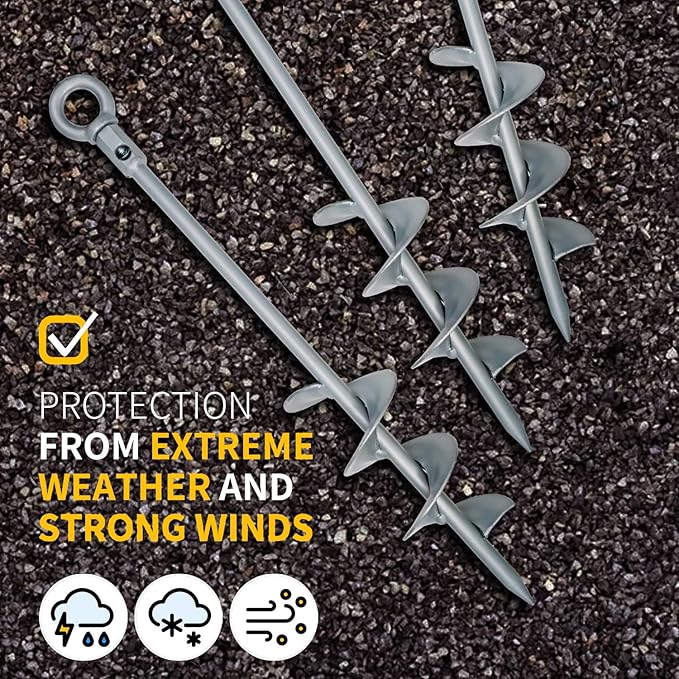 30 inch Ground Anchor Heavy Duty Earth Anchors Set Screw in for Mobile Home, Swing, Tent Trampoline Anchors Wind Resistant Tree Stakes and Supports with Drill Socket, 4 Pack