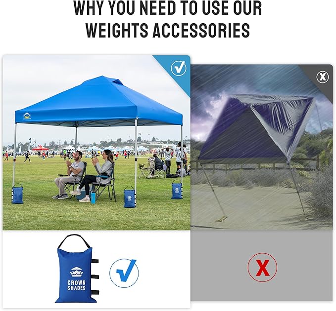 CROWN SHADES Sand Bags for Canopy Legs Sandbags for Weight-Canopy Weights, Pop Up Tent Weights Bags, Blue
