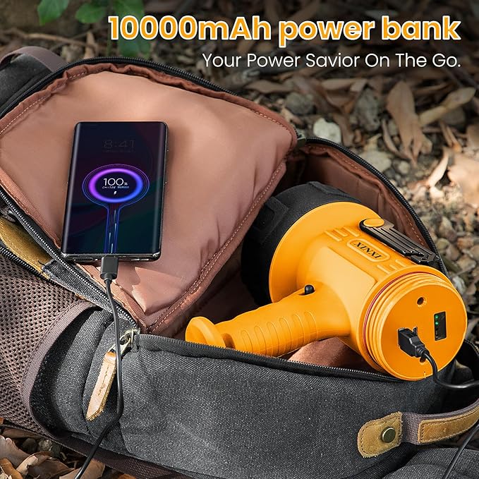 XINXI Rechargeable Spotlight 1,000,000 Lumens with COB Floodlight, IP67 Waterproof Spotlight Flashlight, Long Runtime Handheld Spot Light with Red Filter,Outdoor Spot Light for Hunting,Fishing(Yellow)