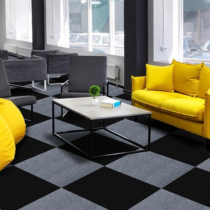 Peel and Stick Carpet Squares 24" x 24", Self Adhesive Non-Slip Carpet Tiles, Peel and Stick Soft Padded Carpet Tiles for Kitchen Bedrooms Indoor Outdoor(10 Tiles/40 sq ft)