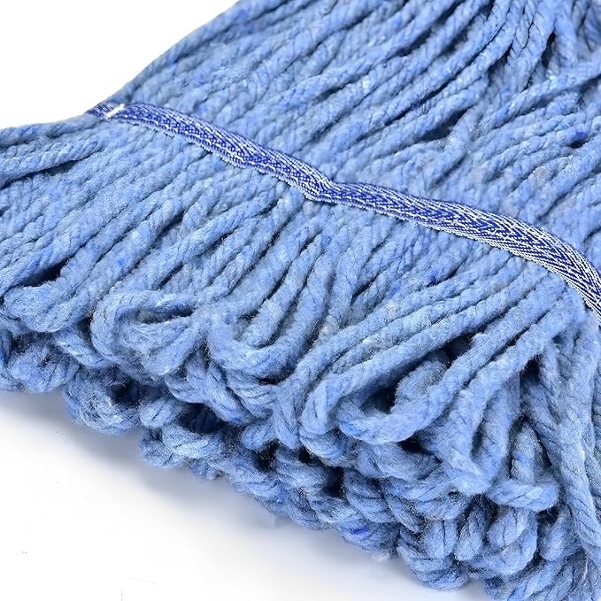 Matthew Cleaning Heavy Duty Mop Head Commercial Grade Replacement for General and Floor Cleaning, Wet Industrial Blue Cotton Looped End String Head Refills (Case of 36) Blue