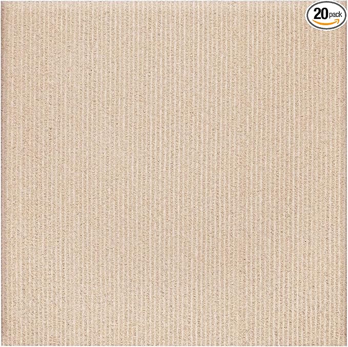 Carpet Tiles Peel and Stick, Self Adhesive Carpet Floor Tile 24" x 24", Khaki Soft Padded Flooring Sticker, Home Decor for Bedroom Living Room Office, 20 Tiles per Box