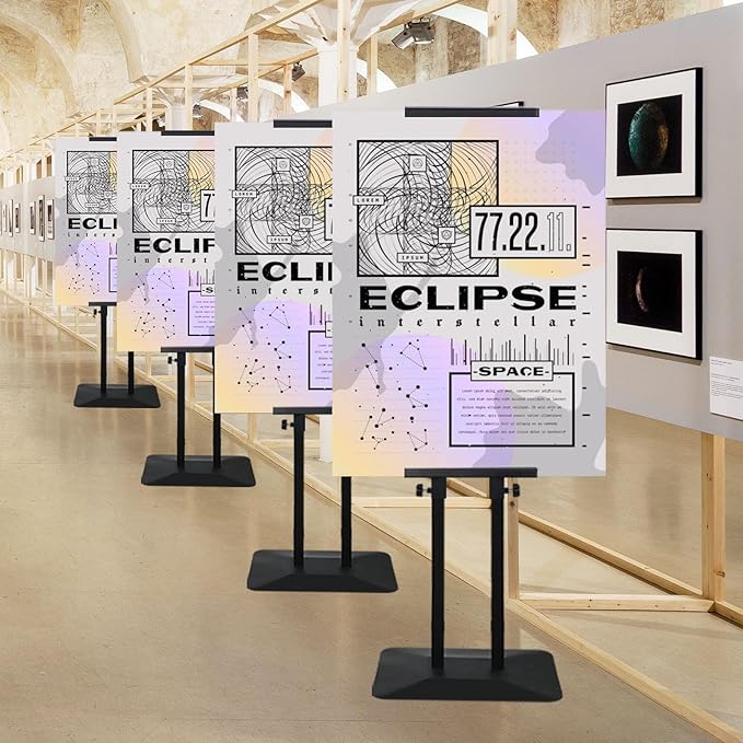 Poster Stand Heavy Duty - Double-Sided Pedestal Poster Stands for Display, Adjustable Metal Poster Board Stand Height Up to 80", Outdoor Floor Standing Sign Holder for Banner Foam, 1 Pack
