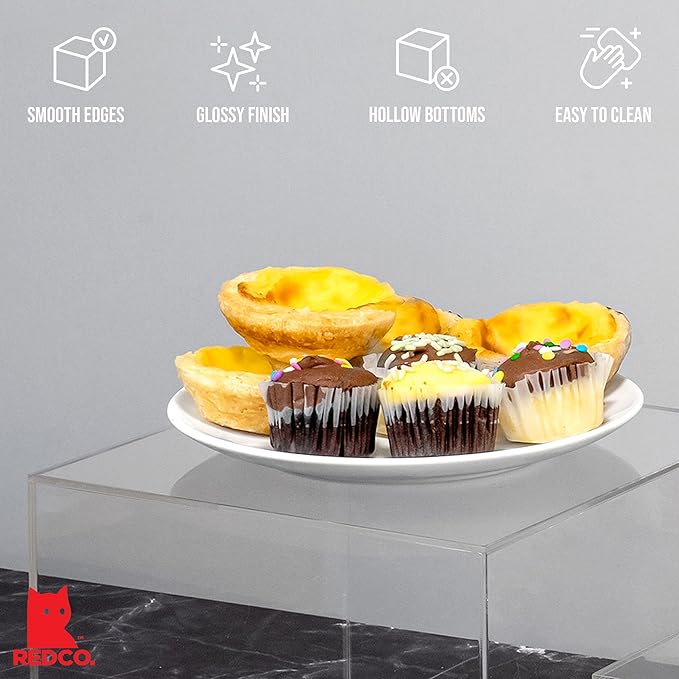 Red Co. Set of 3 Crystal Clear Acrylic Cube Display Nesting Risers with Hollow Bottoms, Transparent