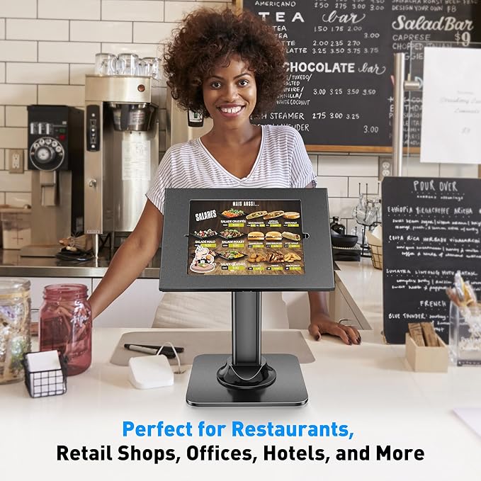AboveTEK Anti Theft Desktop Kiosk Tablet Security Stand, Compatible with 10.2 and 10.5" Tablets Black
