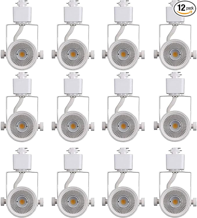 [12 Pack] CLOUDY BAY 8W 3000K Warm White Dimmable LED Track Light Head,CRI90+ True Color Rendering Adjustable Tilt Angle Track Lighting Fixture,40° Angle for Accent Retail,White,Halo Type