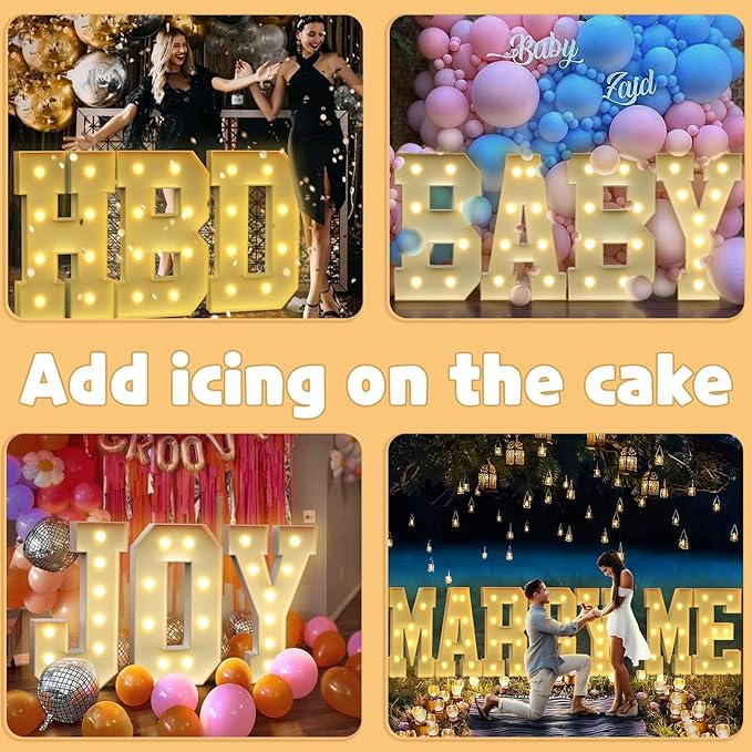 imprsv 3FT Block Marquee Letter T, Light-Up Letters for Birthday, Baby Shower, Wedding & Engagement Parties, Modern Alphabet Theme, Plastic, Non-Foldable, All Ages, All Seasons