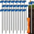 Tradesparker Tent Stakes 22-Pack 8Inch Heavy Duty Garden Stakes Canopy Anchors Double-Sided Hook Design - Includes Ropes for Camping Tents, Pop Up Canopies and Outdoor Events, Blue