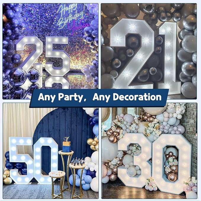 Marquee Numbers 4 Feet Tall Big Light Up Numbers First 1st 21st Wild One Happy Birthday Decorations White Anniversary Party Decor Large Cardboard Prop Backdrop Sign 1