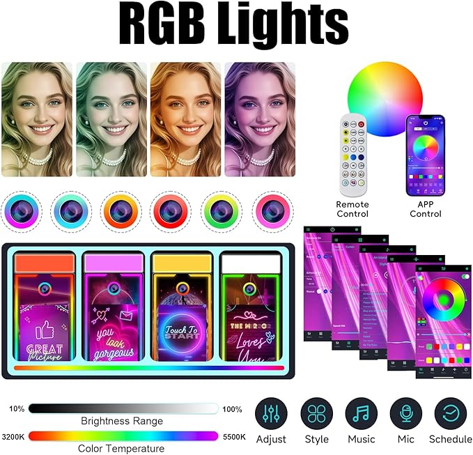 Magic Mirror Photo Booth 65" with 43" Touch Screen Selfie Mirror Photo Booth Machine with Flight Case, Mirror Photo Booth for Event Rental Wedding Party (65-43in White)