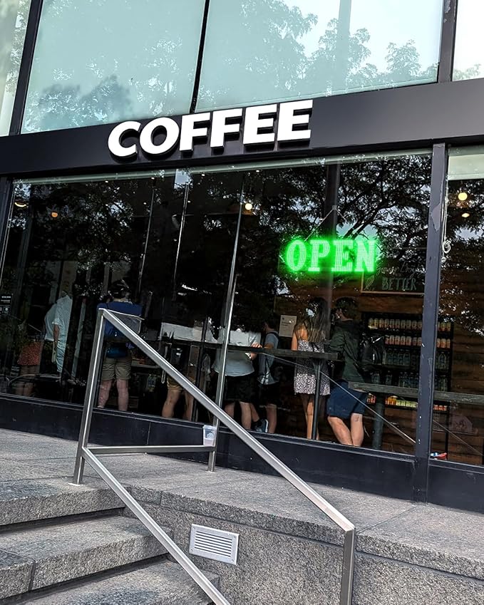 30"x10" Large LED Open Sign BT and Remote Control Open Signs Super Bright Dimmable Business Open Sign for Storefront Window Bar Salon Cafes Retail Shops Green