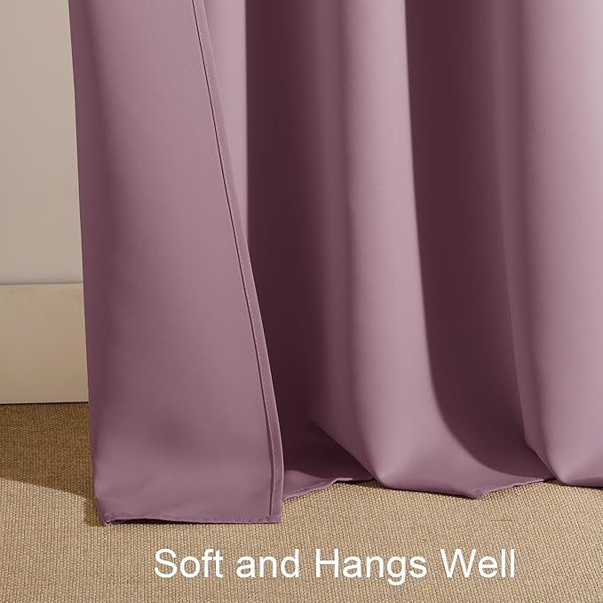 PONY DANCE - Window Curtains - 42 inch W by 45 L Dusty Rose Thermal Insulated Curtain Drapes Light Filter Energy Efficient Modern Design Style for Home Decor Low Shading Effect, 2 Pieces