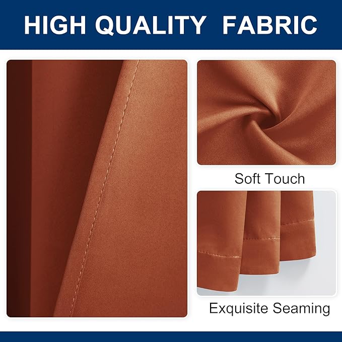 Hiasan Fall Patio Sliding Room Divider Door Curtains - Extra Wide Privacy Room Thermal Insulated Blackout Curtain with Back Tab & Rod Pocket for Bedroom Partition(100 x 108 Inches, Burnt Ochre)