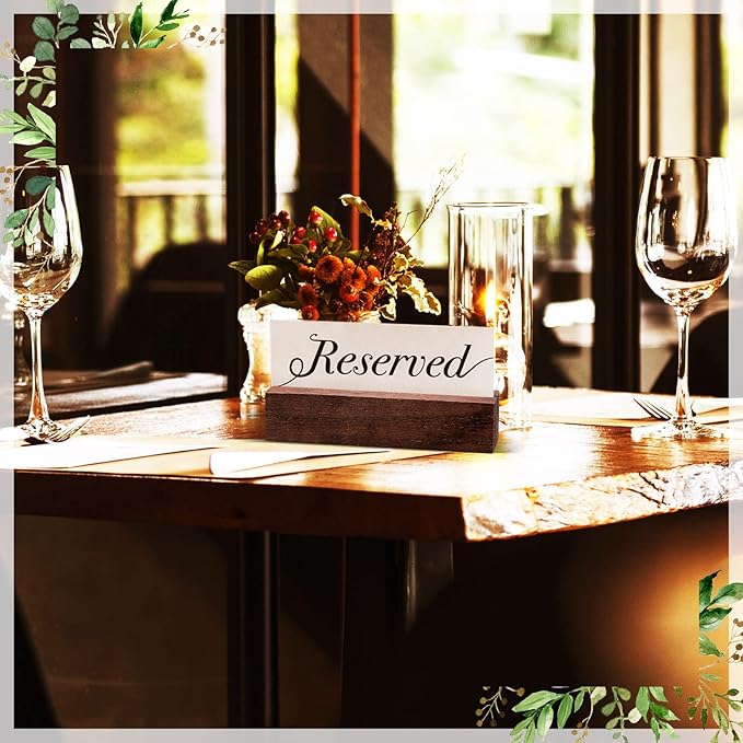 Zonon Wood Place Card Holders - Table Number Stands for Wedding Party Events (Walnut Color, 4.6 x 1.1 x 0.9 Inch)