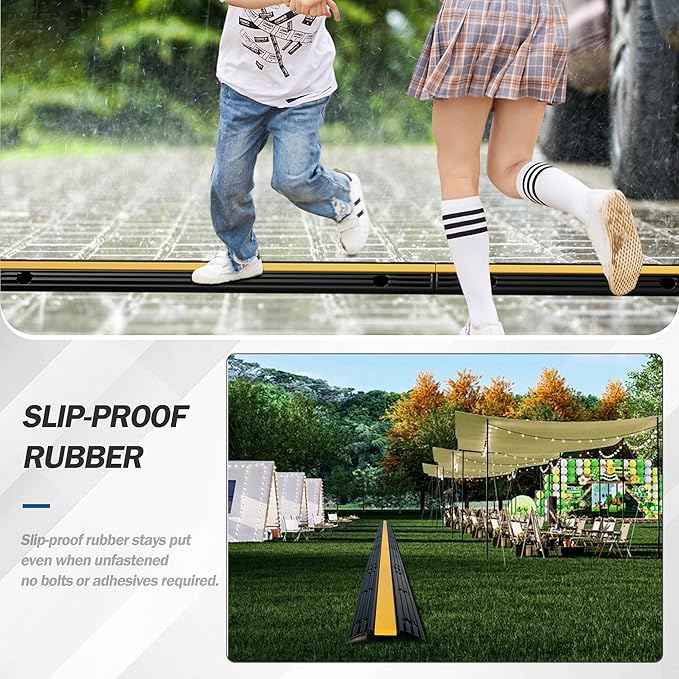 Cord Protector Driveway Ramp 39"×5.9"×1.2", 40000 lbs Heavy Duty Rubber Outdoor Extension Cable Wire Hose Cover 1 Channel Slow Down Speed Bump for High Traffic Driveway Road