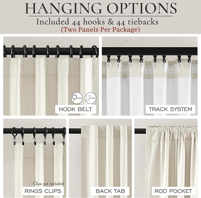 Cute Blackout Curtains 60 Inches Extra Wide Linen 96 Inch Length for Living Room/Sliding Glass Door,Pleated Heavy Duty Thermal Drapes for Winter Thick Large Window(60"Wx96"L 2 Panels Warm Cream)