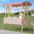 Outdoor Vendor Cart, Portable Cart with Canopy, Movable Stall Display Stand, Foldable Vending Stand Kiosk Display Trolley with Canopy, for Market, Street Food, Events(Red 5,150cm/59in)