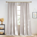 NICETOWN Boho Linen Curtains Jacquard Waffle Weave Pattern, Thick Window Treatments Privacy with Light Filtering Drapes for Living Room, W52 x L90, 2 Panels