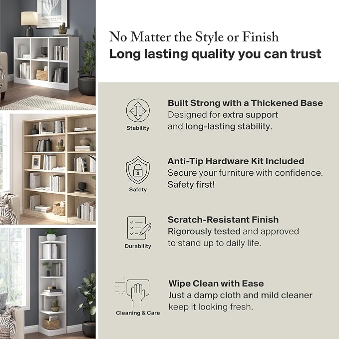 Bush Furniture Universal Small 2 Shelf Bookcase in Platinum Gray, Low Storage and Display Bookshelf for Home Office or Living Room Organization