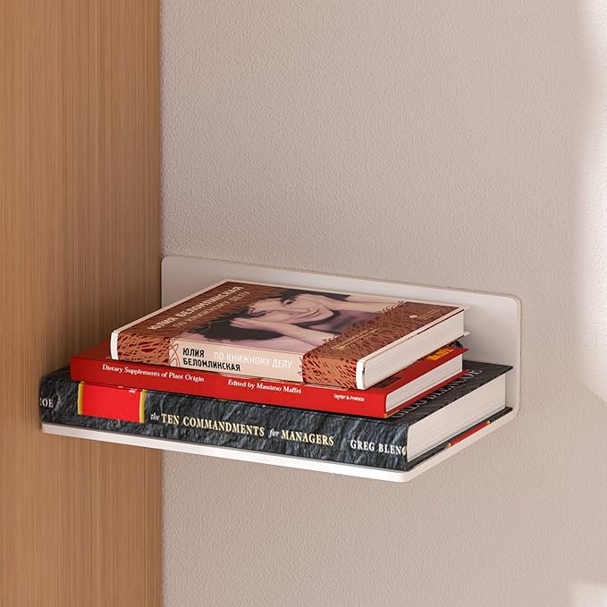 9 Inches Acrylic Wall Shelves 2 Pack, Floating Shelf for Wall Mounting, Acrylic Display Ledges for Funko Pop Figures, Home Décor, Living Room, Gaming Room, Plants(9 inch, White)