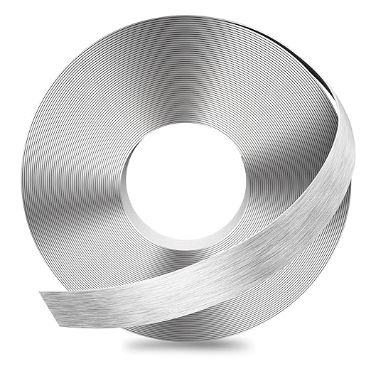 GSCIT Club Silver Edge Banding, 7/8 Inch x 25ft Aluminum Brushed Edge Banding PVC Edge Trim for Cabinet Repair Furniture