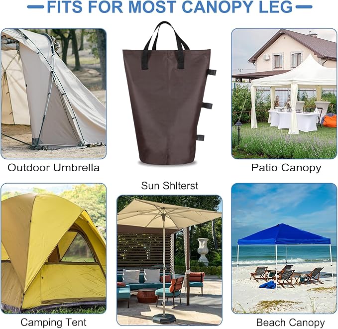 PATIKIL Canopy Weight Sand Bags, 4 Pack 112 Lbs Total Extra Large Weights Bags Waterproof Tent Leg Weights Sandbags for Outdoor Canopy Tent Sun Shelter Patio Ladder Brown (18x9")