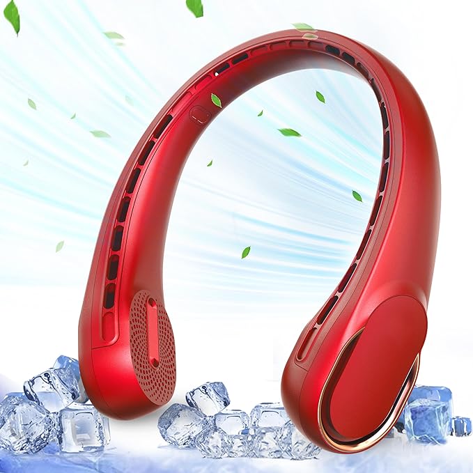 Portable Neck Fan, Bladeless Neck Fan, USB Rechargeable Personal Fan, 4000 mAh Battery Operated Fan, 3 Speeds Adjustable,Faster Cooling, Ultra Quiet, Suitable for Home, Office, Sports