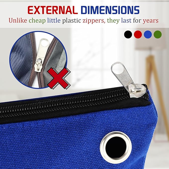4 Pcs Interoffice Mailer Canvas Transit Sack Zipper Bag 18" x 14" Large Zipper Pouch with Grommet Interoffice Mail Bag (Black,Blue,Red,Green)
