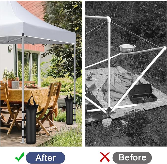 6 Pack Canopy Weight Sand Bags Black 168 LBS Large Canopy Support Frame Fixed Sandbag Windproof Sandbag Canopy Weight Bags for Instant Outdoor Sun Shelter Patio Umbrella, No Sand