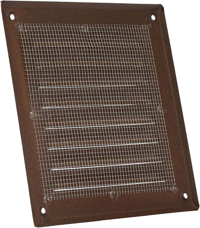 Vent Systems - 5 x 5 Inch (Inner) Brown Metal Square Soffit Air Vent Grille Cover, Register Vent Deflector Louver Built-in Mesh HVAC for Bathroom Home Office Kitchen 6.5" x 6.5" (Outer)