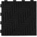 Playsafer Herringbone Rubber Interlocking Tiles | 16 X 16 | Easy Install for Indoor and Outdoor Use (Black, 20 Tiles)