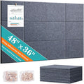 Large Cork Bulletin Board - 48" x 36" Cork Board for Walls - 12 Pack Felt Tiles, 60 Removable Safe Adhesive Tabs & 40 Pushpins - Dartboard Protector for Office, School, Home Decor - Dark Grey