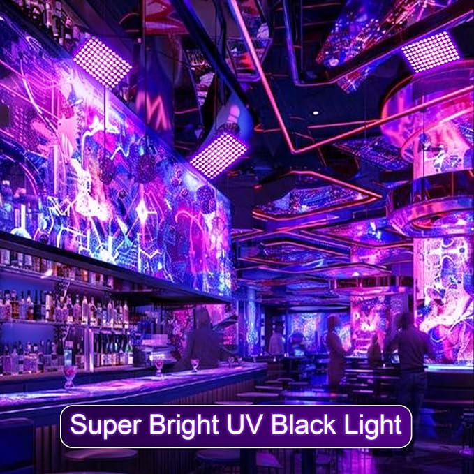 100W Black Lights, Blacklight Flood Light with Plug and Switch,for Glow Party, Halloween, Fluorescent Poster, Stage Lighting, Body Paint