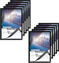 Magnetic Sign Holder, 11 x 17 Wall Mount Self Adhesive Document Display Frames, Double Sided Display for Glass Window (Black, 10pack)