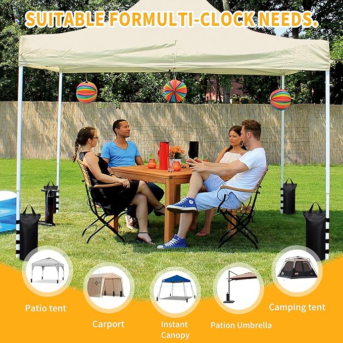 Extra Large Canopy Weights Bag Leg Weight for Pop up Canopy Tent Gazebo Patio Instant Outdoor Sun Shelter,120LBS Tent Weight Sand Bags (4Set Black)