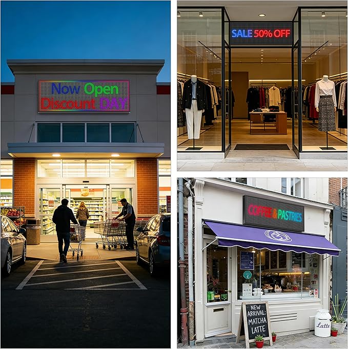 ‌Kochenkore P10 Programmable LED Sign, 39"x 8" Scrolling Display, Waterproof Outdoor Digital Open Signage with WiFi Control, Indoor RGB Advertising Custom Message Board for Business & Store Signs