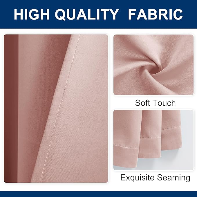 Hiasan Room Divider Curtains Patio Sliding Door Blackout Curtain Privacy Room Thermal Insulated Noise Reduction Panel with Back Tab & Rod Pocket for Bedroom Partition(80 x 84 Inches, Blush Pink)