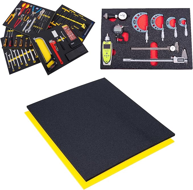 5S TOOL BOX SHADOW FOAM ORGANIZERS (2 COLOR) FITS CRAFTSMAN MODEL# 110015 (18.5" x 31.875", Black Top/Yellow Bottom)