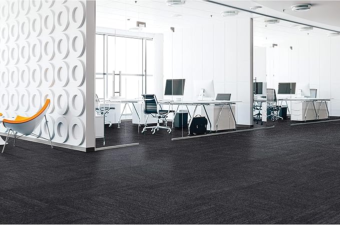 Mohawk Elite 24" x 24" Berber (Loop pile), 0.08" Pile Height, Carpet Tile, Nylon Fiber, Ebony Color, (24 Tiles), (96 sqft/carton)
