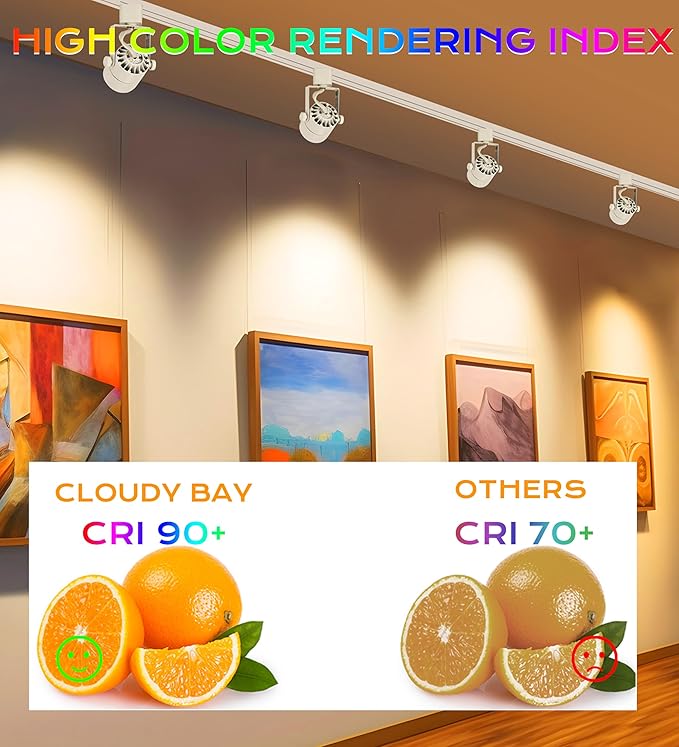 [12 Pack] CLOUDY BAY 8W 3000K Warm White Dimmable LED Track Light Head,CRI90+ True Color Rendering Adjustable Tilt Angle Track Lighting Fixture,40° Angle for Accent Retail,White,Halo Type