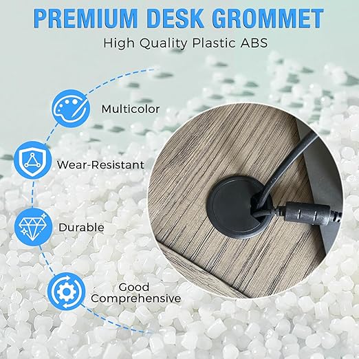Desk Grommet 2" (50 mm), Desk Cord Hole Cover, Cable Grommet ABS Plastic, Desk Hole Grommet for Office and Home Table Cable, Detachable Adjustable Cable Cord Organizer (Black 4 Pcs)